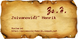 Zsivanović Henrik névjegykártya